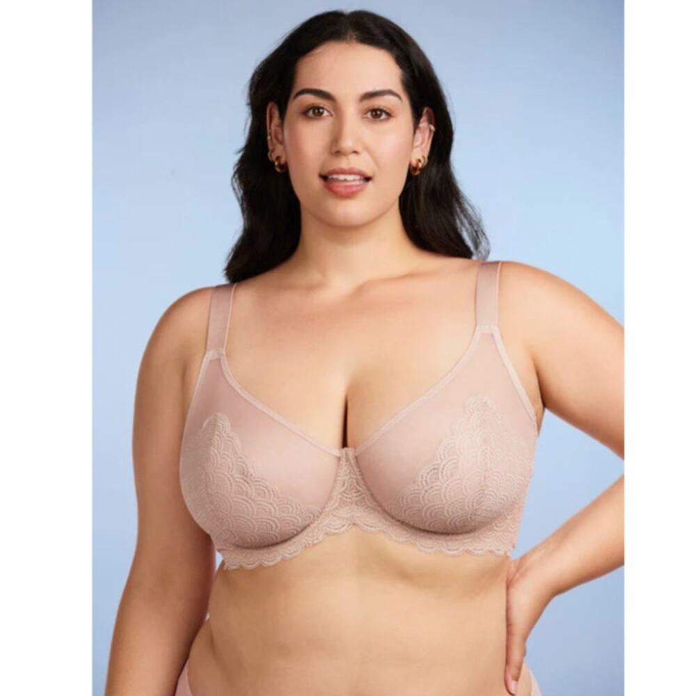 HSIA Mermaid Scales Lace Underwire Bra NWT Blush 36D Minimizer